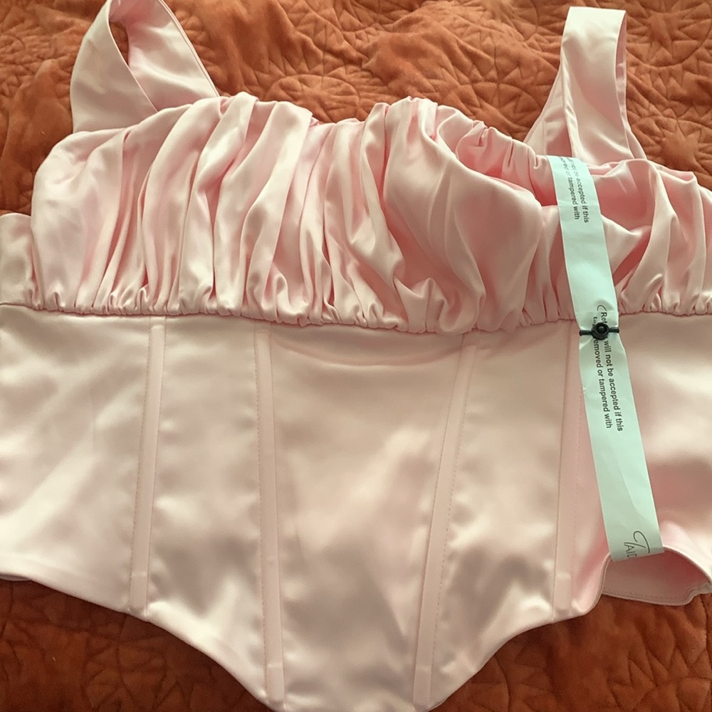 Pink Satin Corset Top - Picture 5 of 7